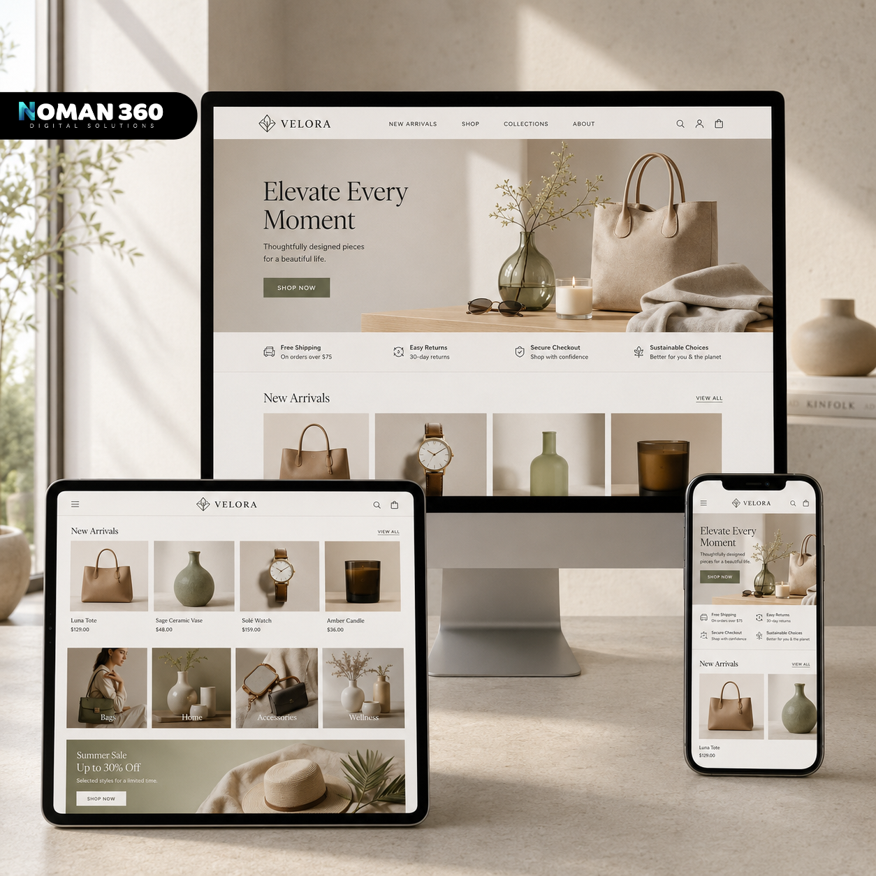 Velora — Minimal Luxury Lifestyle E-Commerce Website